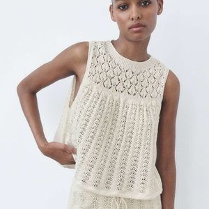 Zara Pointelle Knit Crop Top